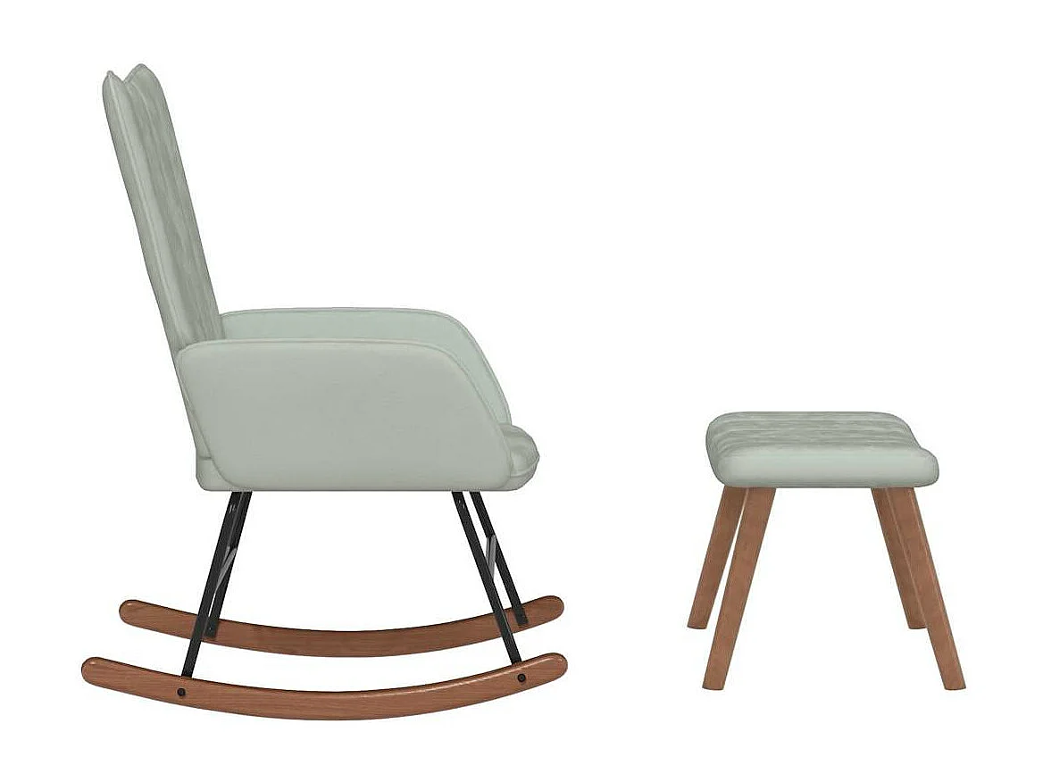 Schaukelstuhl mit Fußstütze Hellgrauer Samt