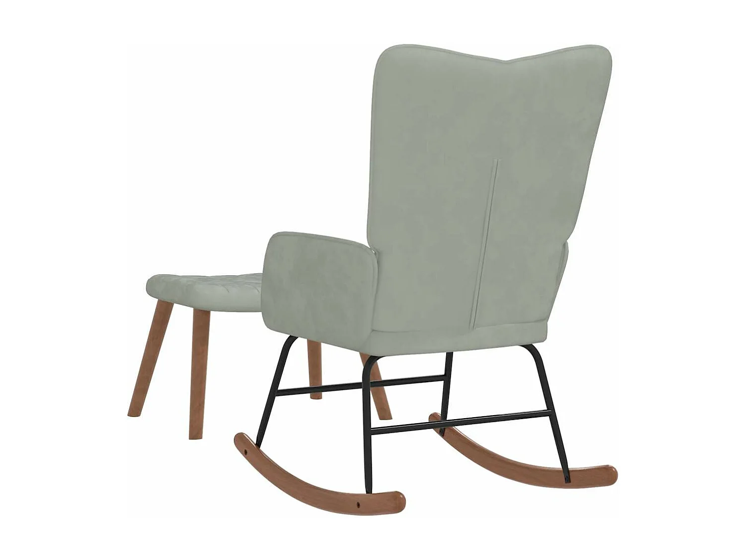 Schaukelstuhl mit Fußstütze Hellgrauer Samt