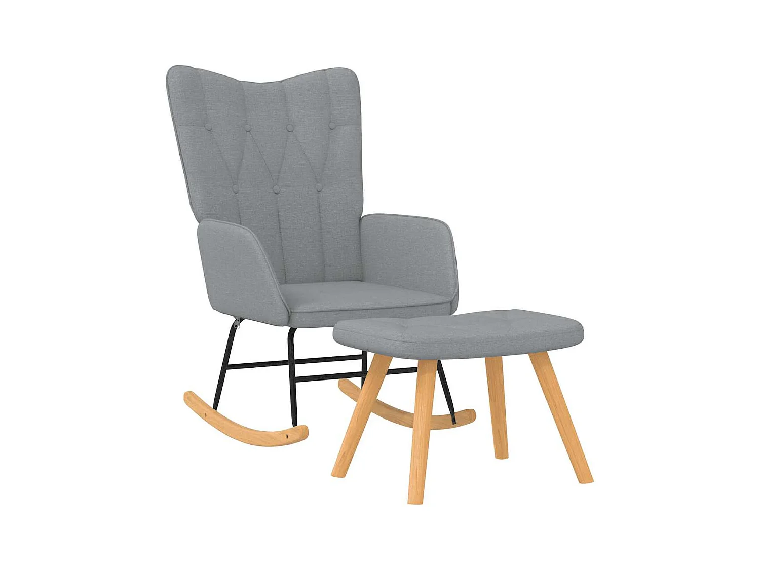 Chaise à bascule avec tabouret Gris clair Tissu