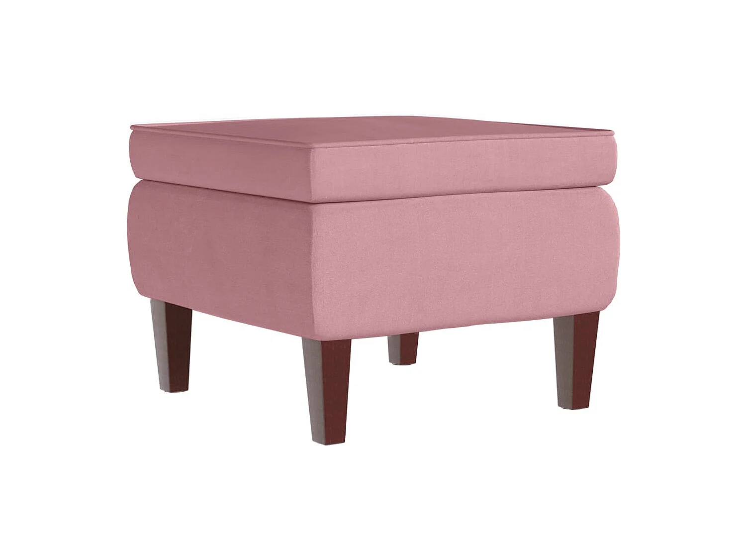 Mecedora con patas de madera y taburete Pink Velvet