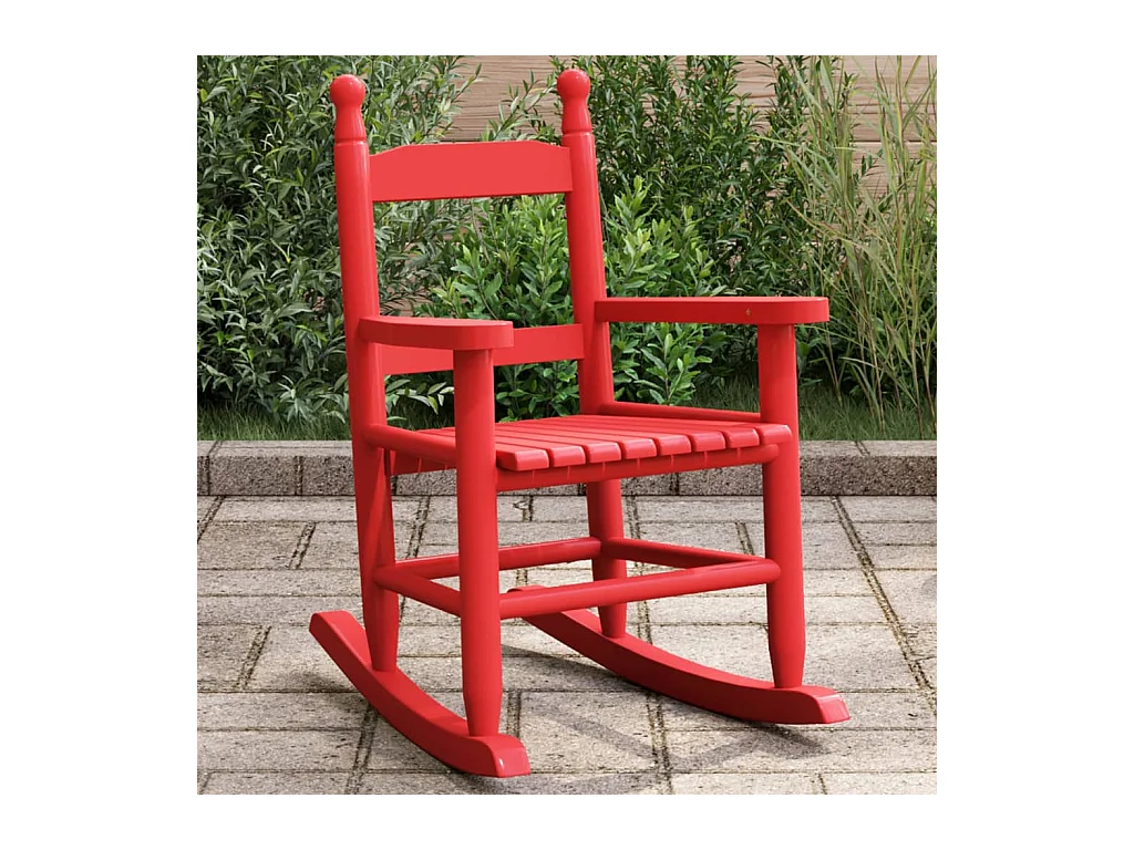 Chaise à bascule enfants rouge bois de peuplier massif