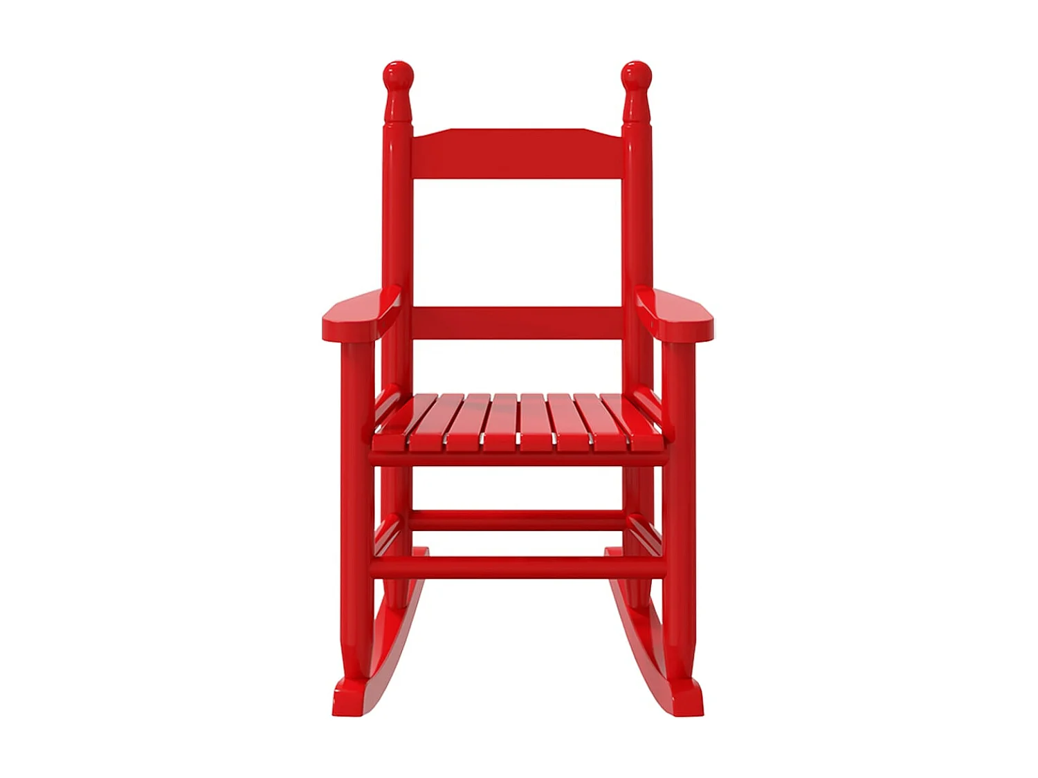 Sedia a dondolo rossa per bambini in legno massello di pioppo