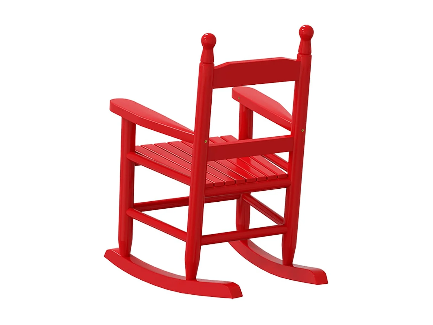 Sedia a dondolo rossa per bambini in legno massello di pioppo