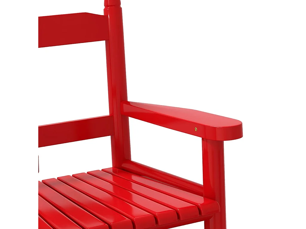 Sedia a dondolo rossa per bambini in legno massello di pioppo