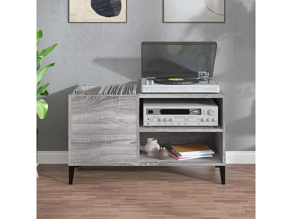 Mobile per dischi Sonoma grigio 84,5x38x48 cm in MDF