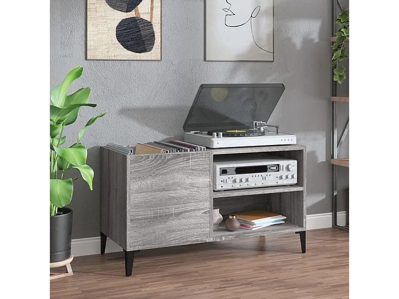Armoire à disques sonoma gris 84,5x38x48 cm bois d'ingénierie