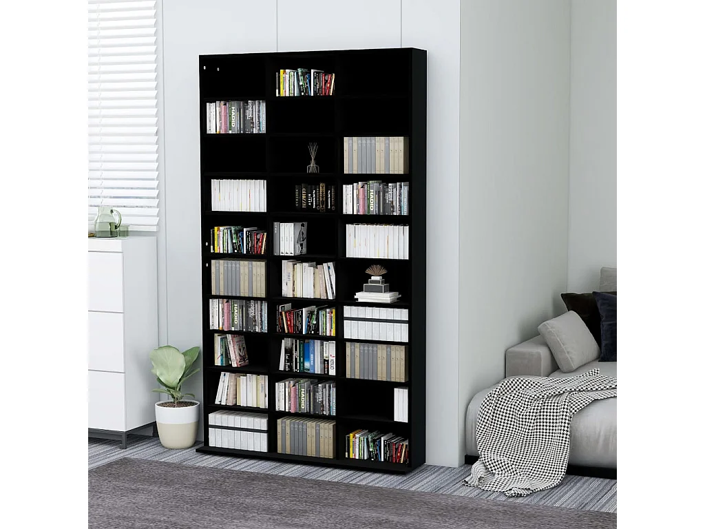 Armário para CD Preto 102x16x177,5 cm Madeira trabalhada