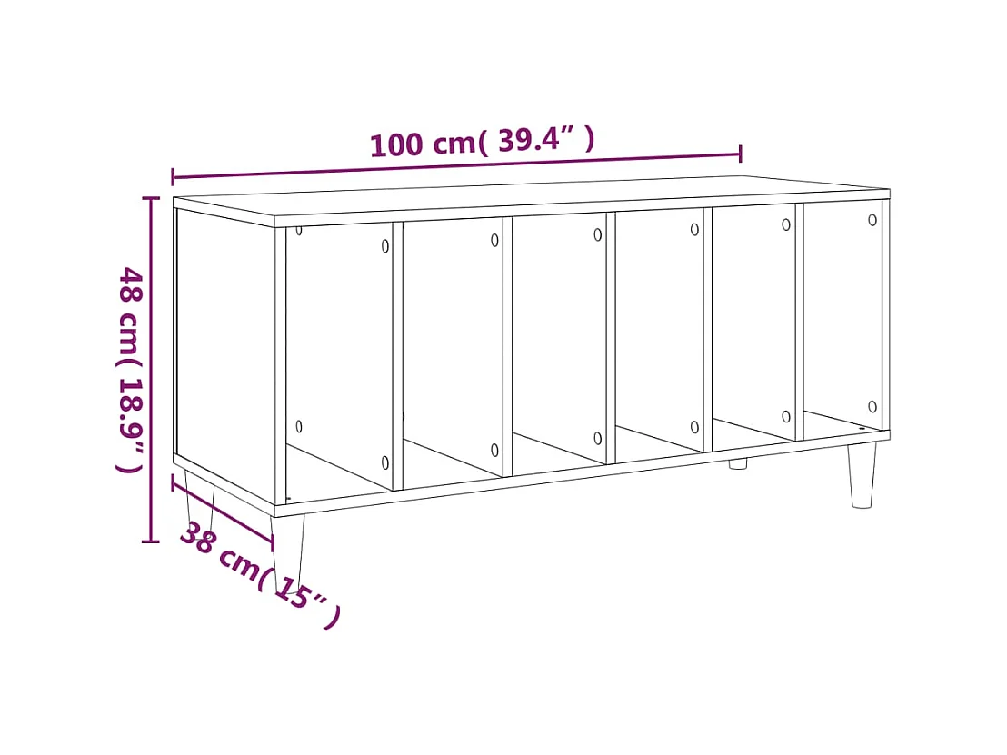 Armoire à disques sonoma gris 100x38x48 cm bois d'ingénierie