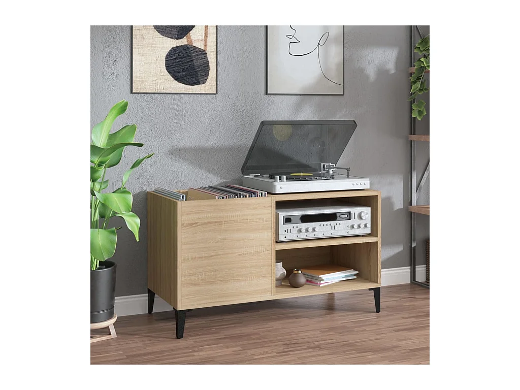 Armoire à disques chêne sonoma 84,5x38x48 cm bois d'ingénierie
