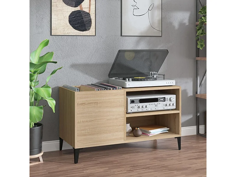 Armoire à disques chêne sonoma 84,5x38x48 cm bois d'ingénierie