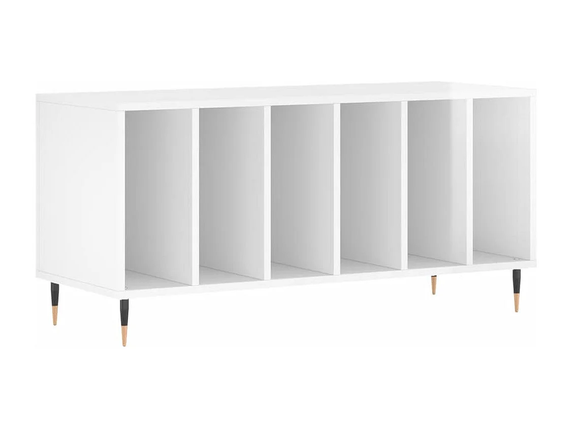 Armário de discos branco brilhante 100x38x48 cm madeira projetada