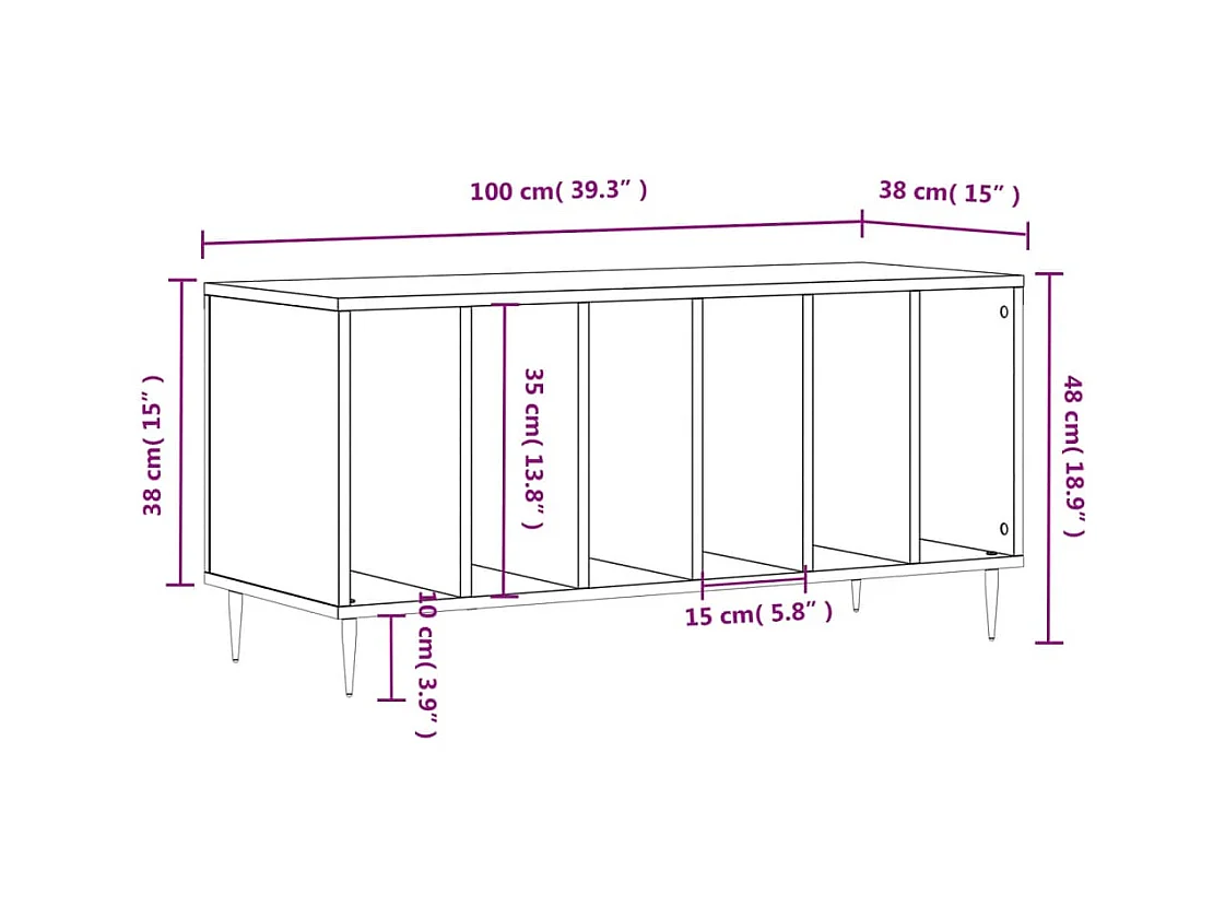 Armoire à disques blanc brillant 100x38x48 cm bois d'ingénierie