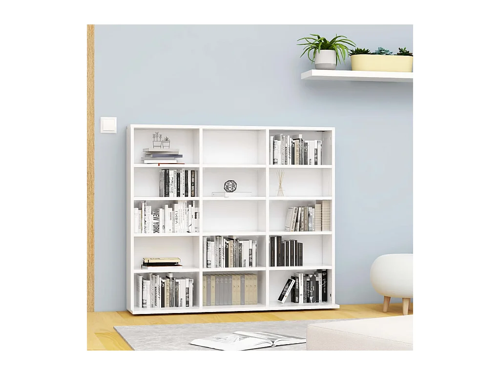 Armoire à CD Blanc 102x23x89,5 cm Bois d’ingénierie