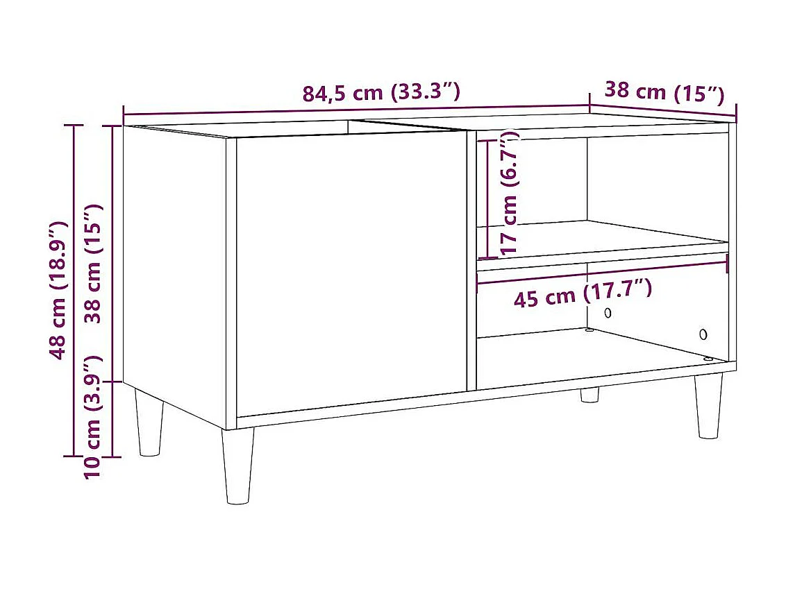 Armoire à disques vieux bois 84,5x38x48 cm bois d'ingénierie