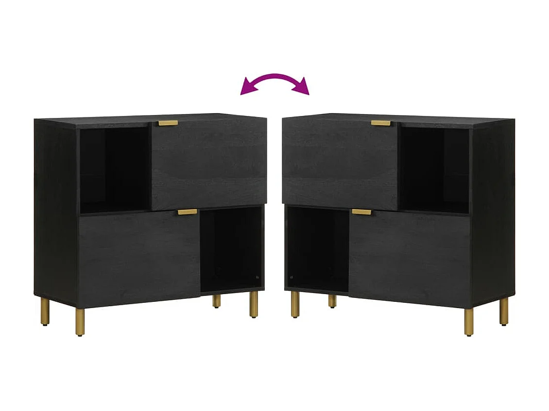 Buffet noir 80x33x75 cm bois d'ingénierie