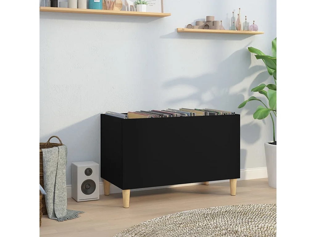 Mobile per dischi nero 74,5x38x48 cm in pannelli di MDF