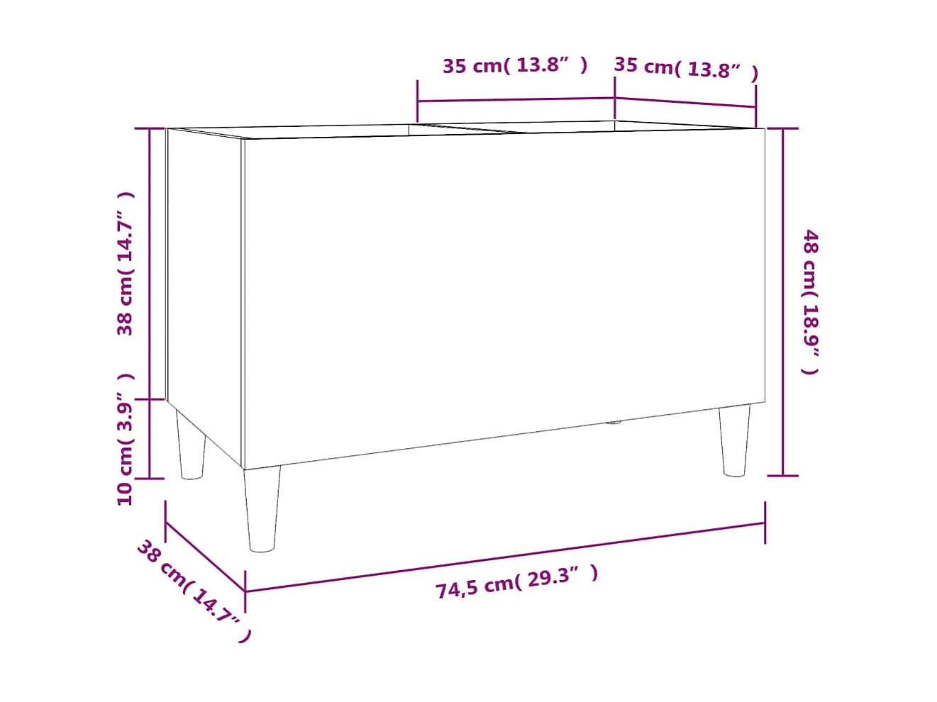 Mobile per dischi nero 74,5x38x48 cm in pannelli di MDF