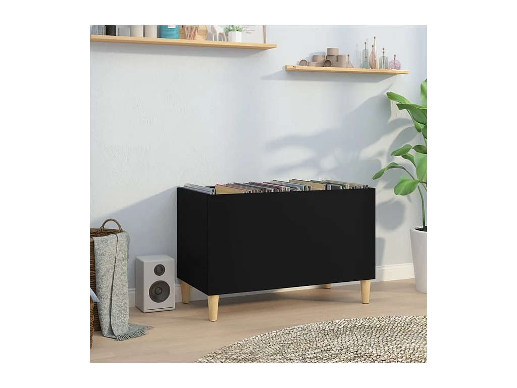 Armoire à disques noir 74,5x38x48 cm bois d'ingénierie