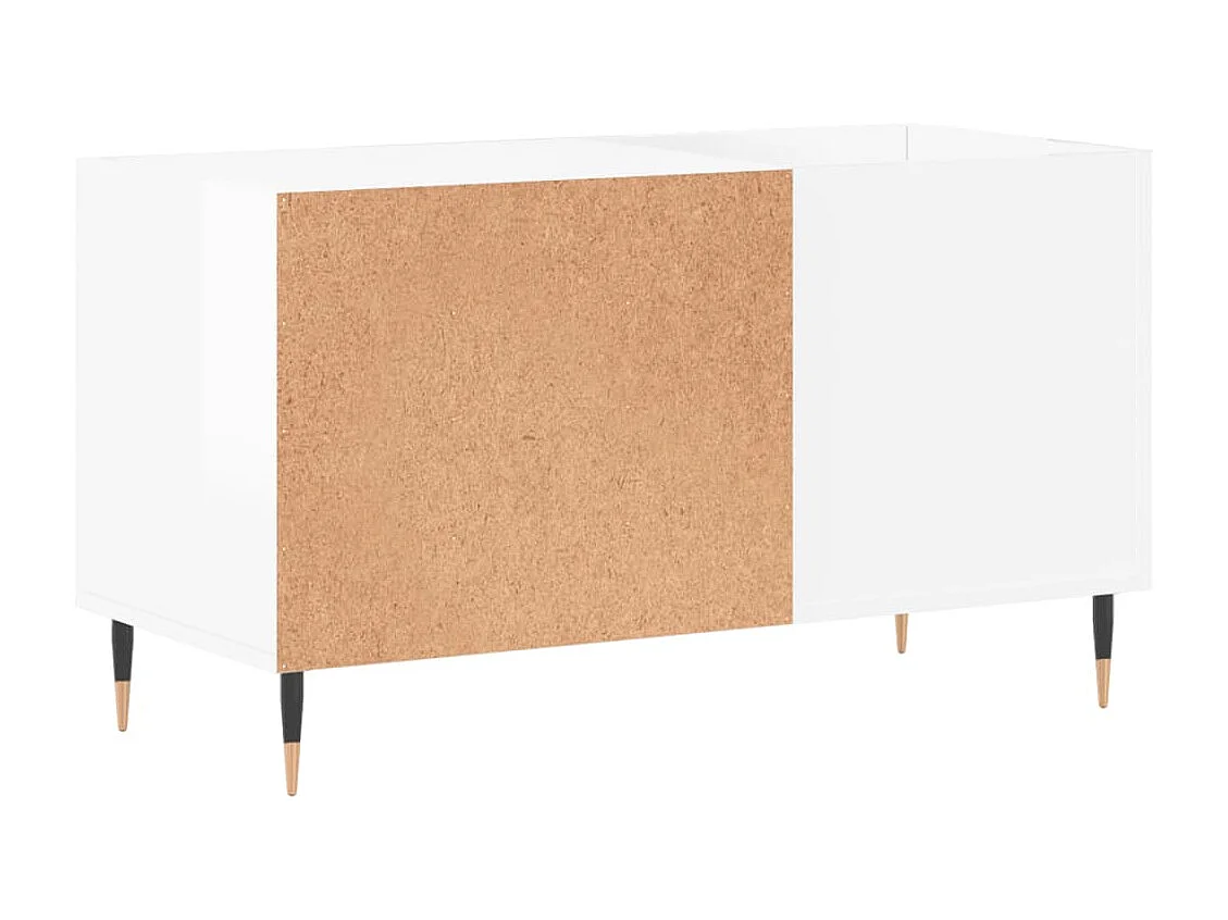 Armário de discos branco brilhante 85x38x48 cm madeira projetada