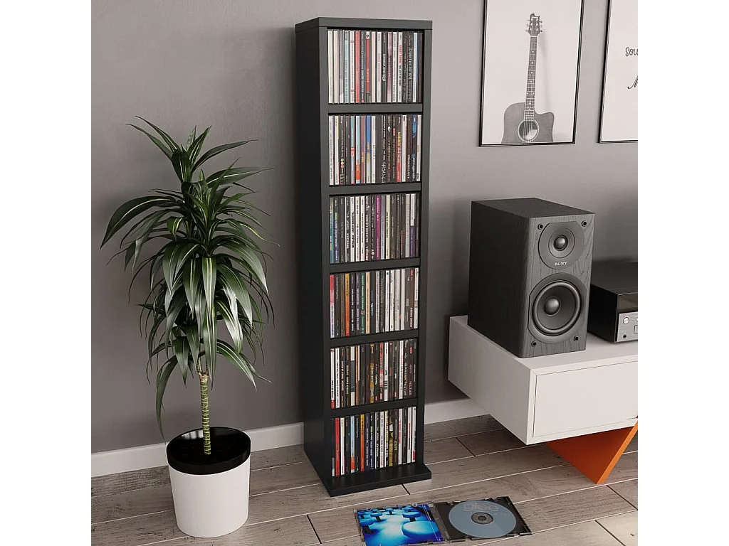 Mueble CD Negro 21x20x88 cm Madera contrachapada