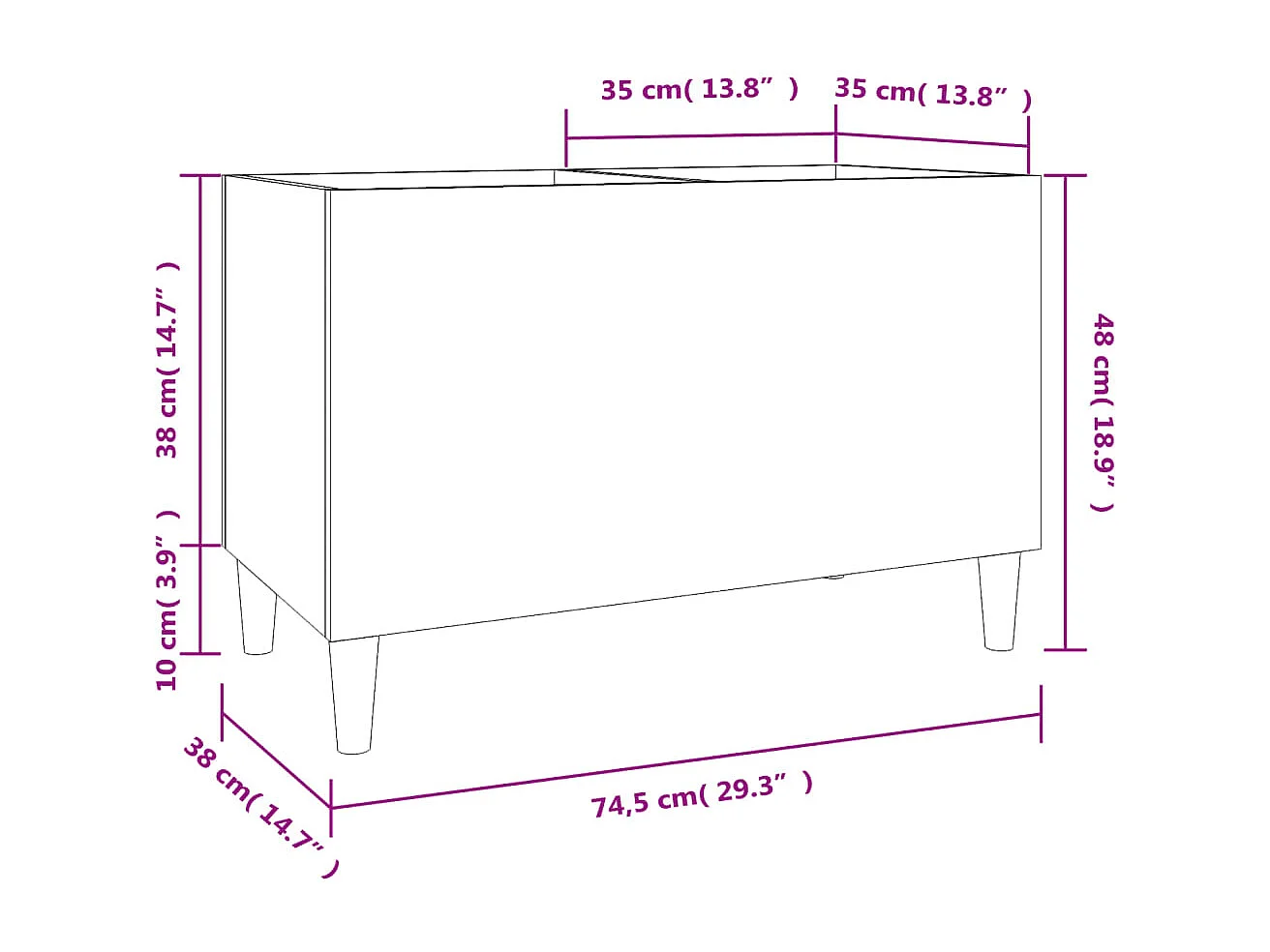 Mobile per dischi Sonoma grigio 74,5x38x48 cm in MDF
