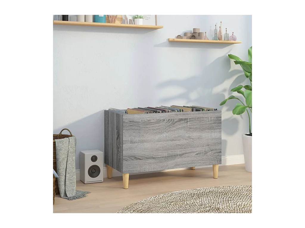 Mobile per dischi Sonoma grigio 74,5x38x48 cm in MDF