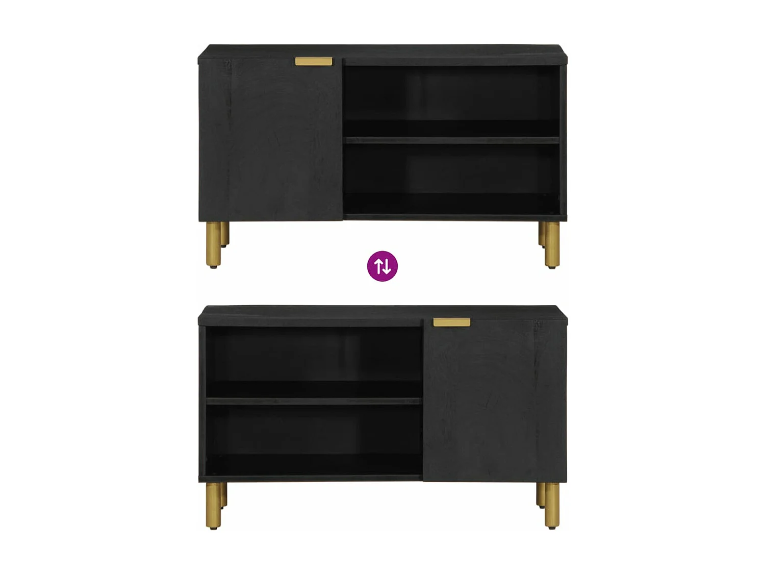 Meuble TV noir 80x33x46 cm bois d'ingénierie