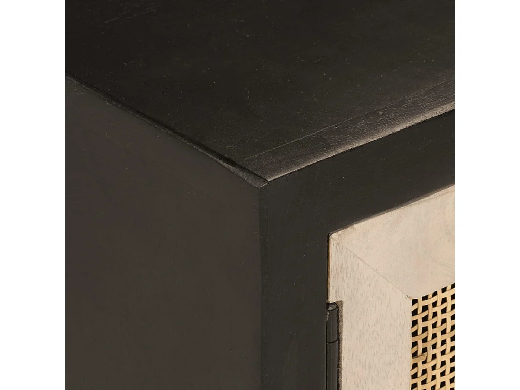 Mobile TV nero 110x30x40 cm in legno massello di mango e ferro