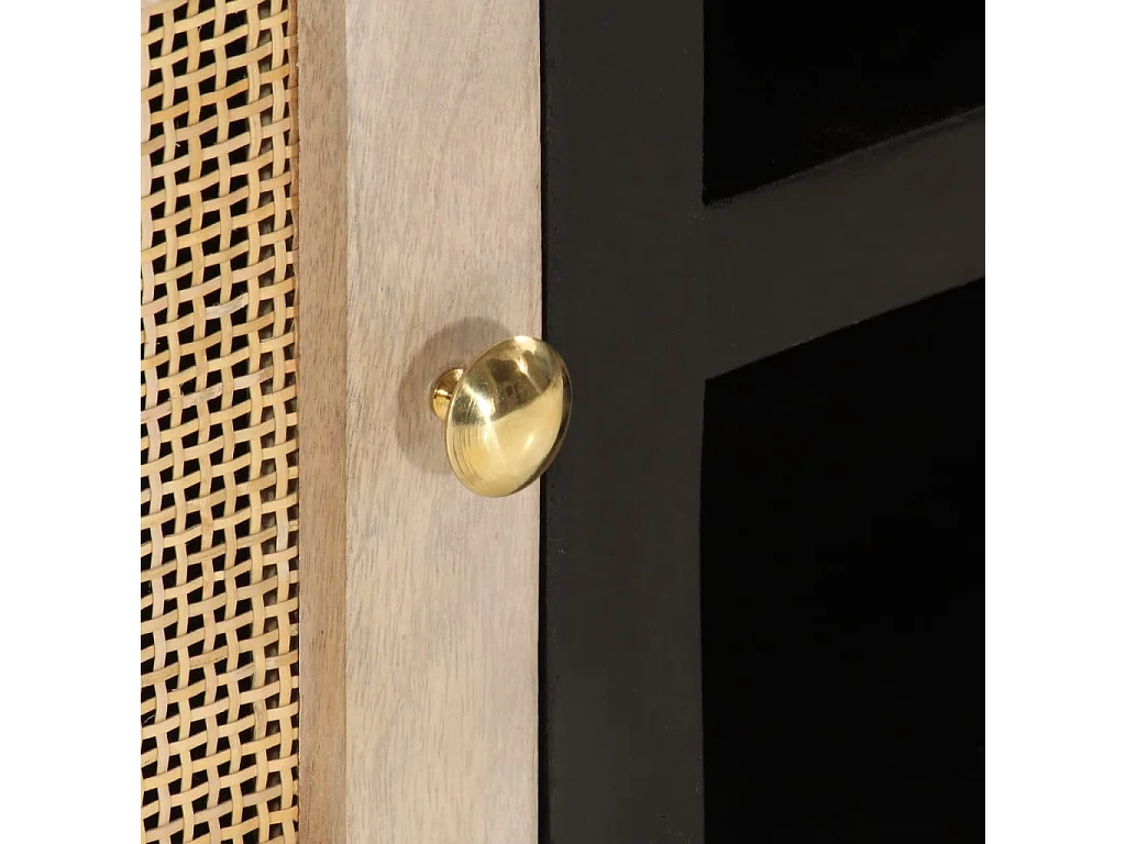 Zwart tv-meubel 110x30x40 cm massief mangohout en ijzer