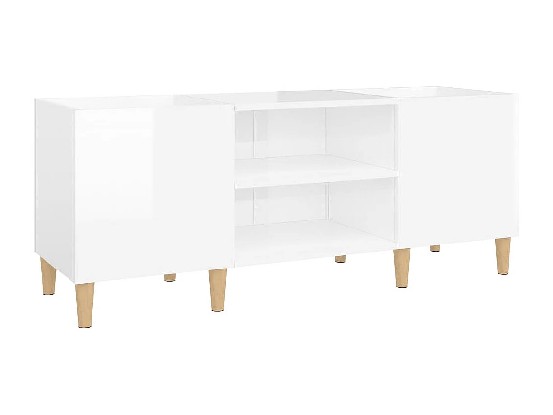 Armário de discos branco brilhante 121x38x48 cm madeira projetada