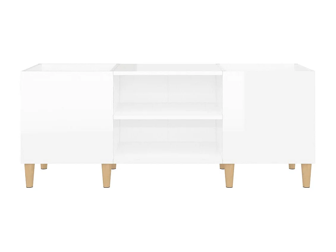 Armário de discos branco brilhante 121x38x48 cm madeira projetada