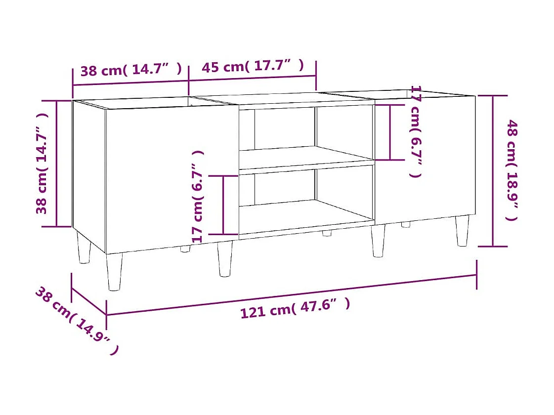 Armoire à disques blanc brillant 121x38x48 cm bois d'ingénierie