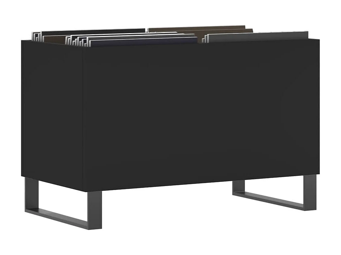 Armoire à disques noir 74,5x38x48 cm bois d'ingénierie
