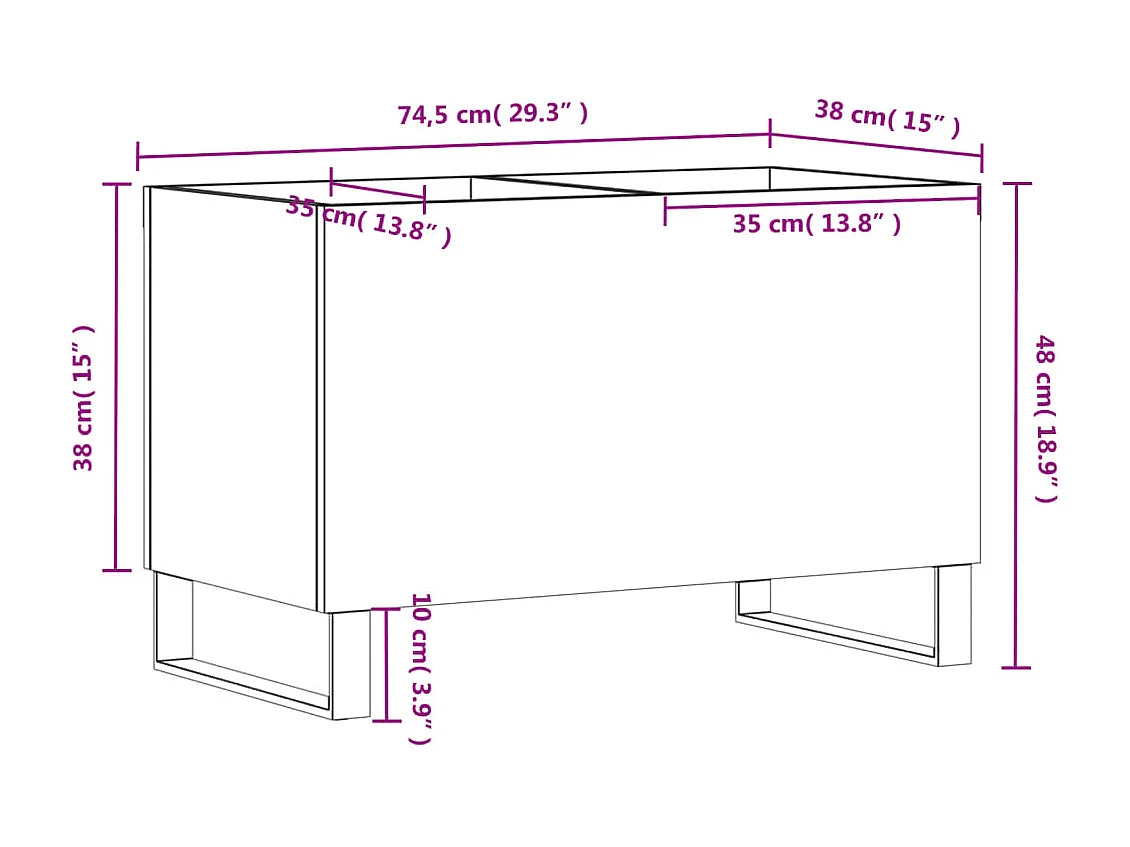 Armoire à disques noir 74,5x38x48 cm bois d'ingénierie