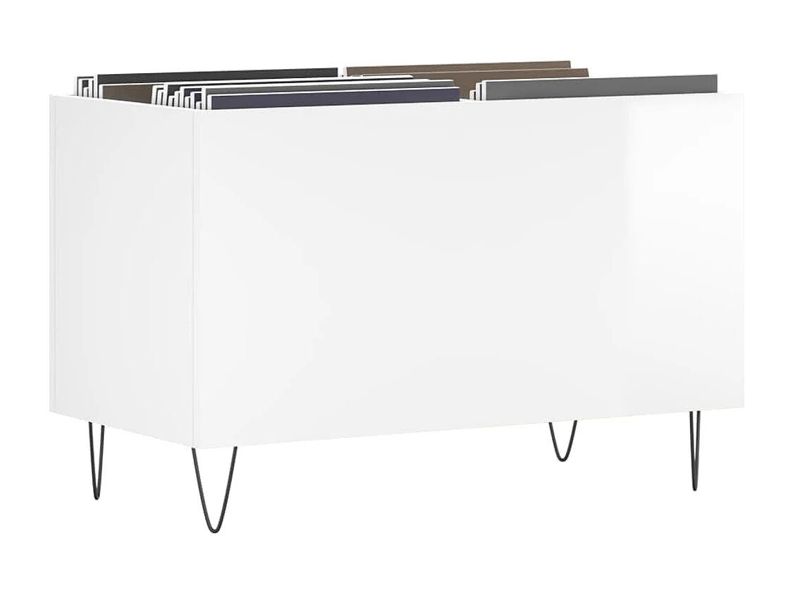 Mobile per dischi bianco lucido 74,5x38x48 cm in pannelli di MDF