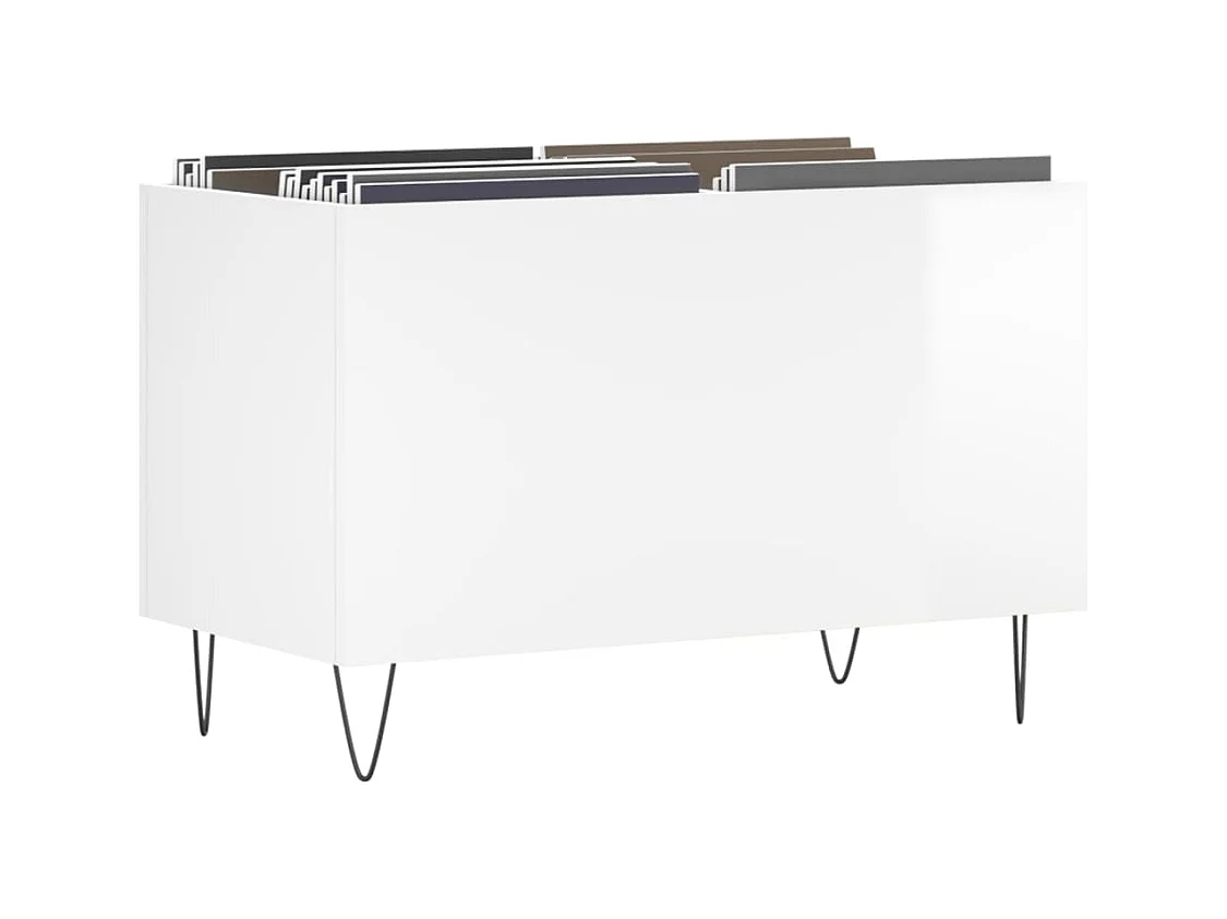 Armoire à disques blanc brillant 74,5x38x48cm bois d'ingénierie