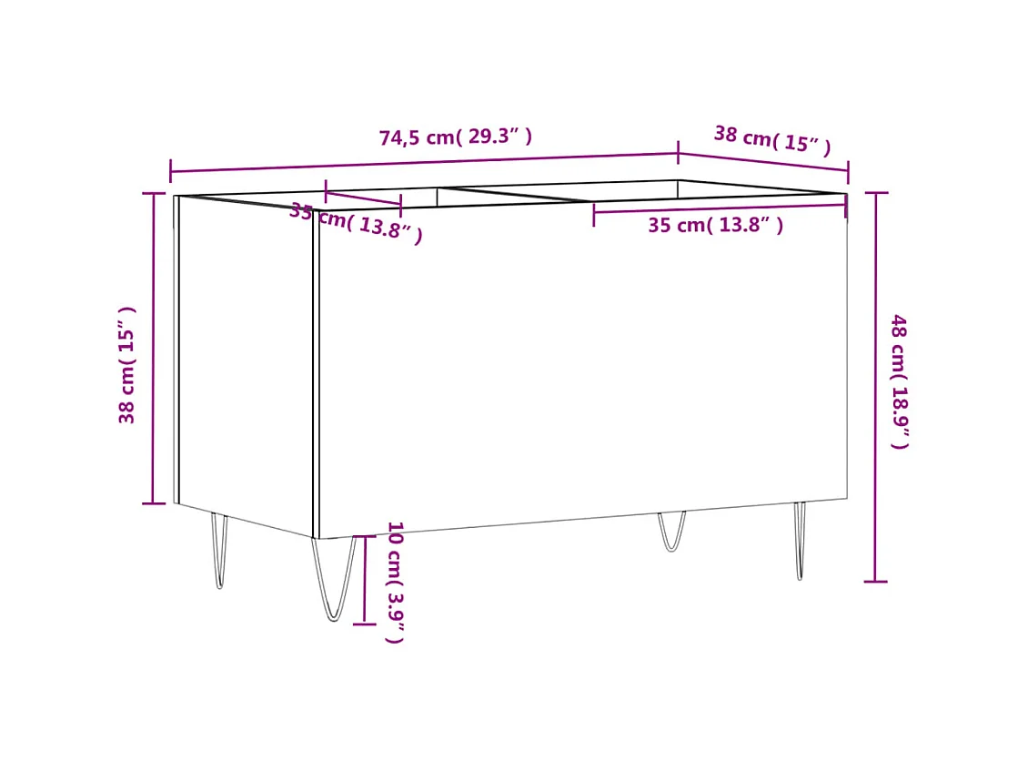 Armoire à disques blanc brillant 74,5x38x48cm bois d'ingénierie