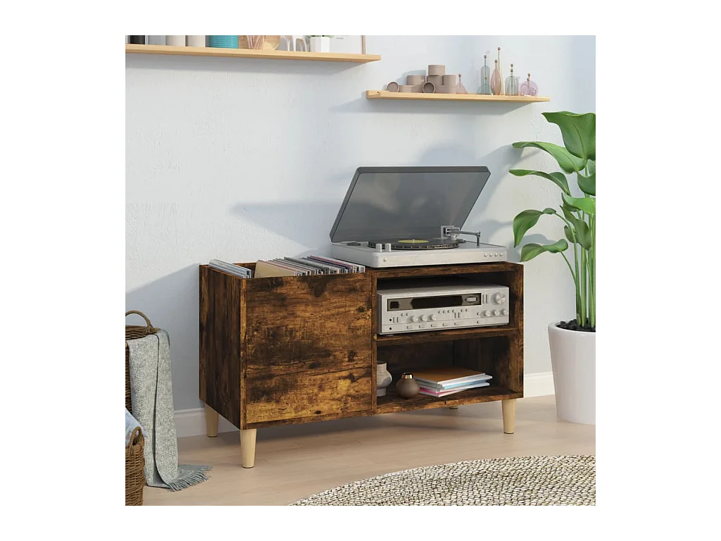 Armoire à disques chêne fumé 84,5x38x48 cm bois d'ingénierie