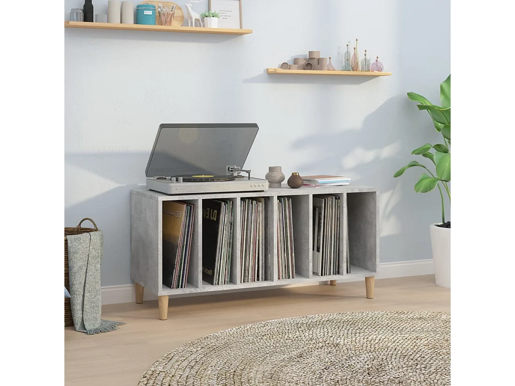 Armoire à disques gris béton 100x38x48 cm bois d'ingénierie