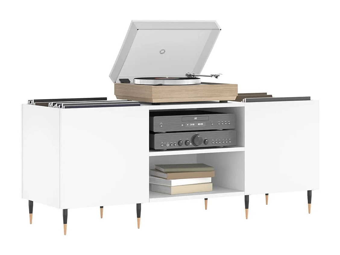 Mobile per dischi bianco 121x38x48 cm in derivati del legno