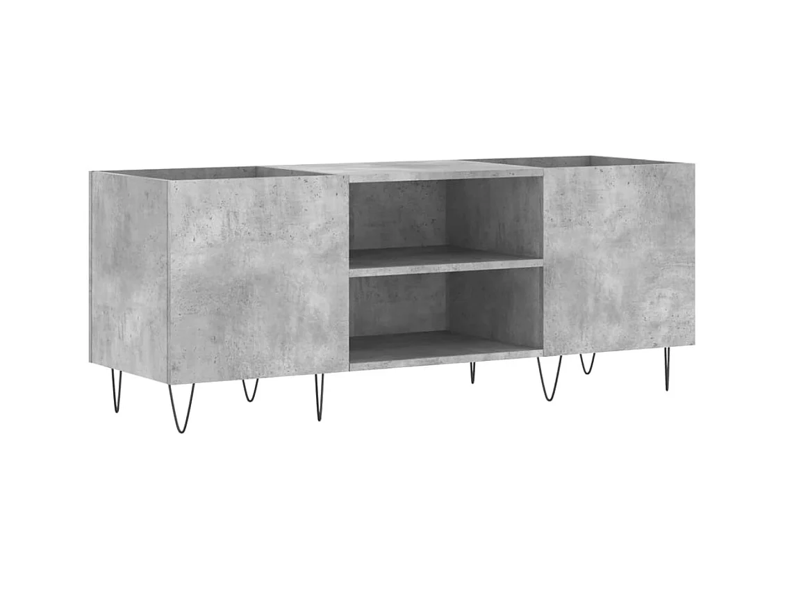 Armoire à disques gris béton 121x38x48 cm bois d'ingénierie