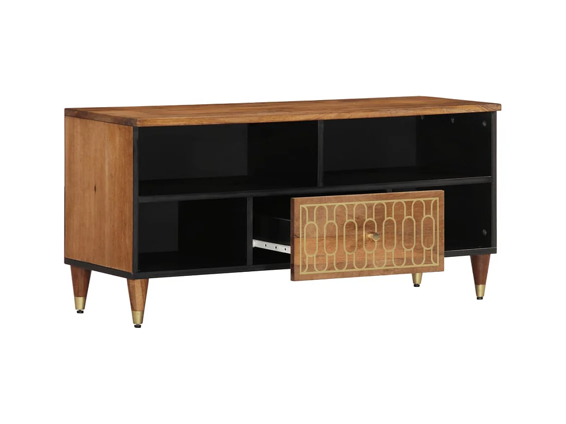 Meuble TV 100x33x46 cm bois massif de manguier