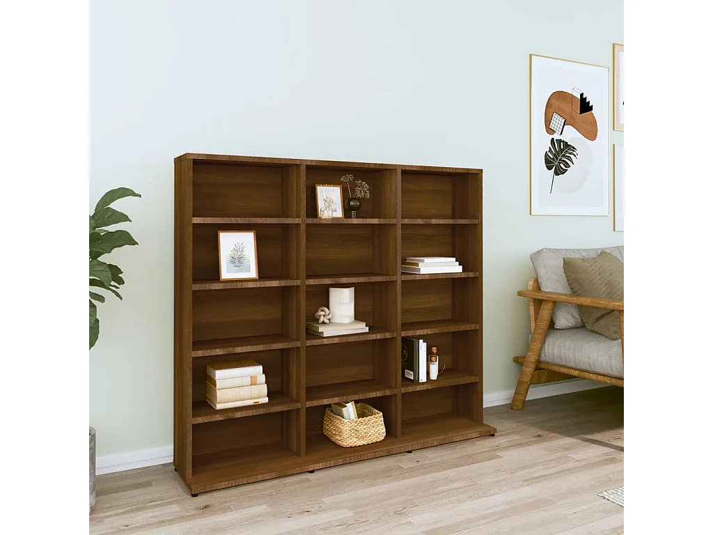 Mobile porta CD Rovere marrone 102x23x89,5 cm MDF