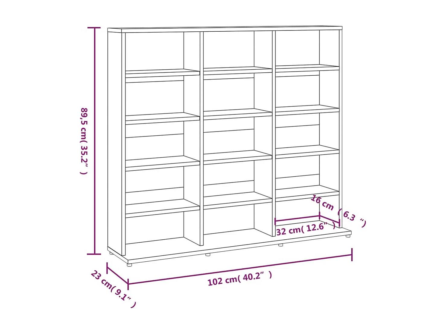 Armoire à CD Chêne marron 102x23x89,5 cm Bois d'ingénierie