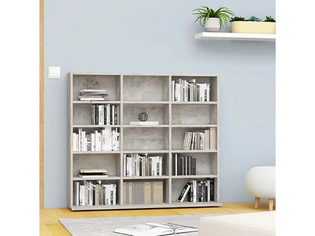 Armário para CD Cinza concreto 102x23x89,5 cm Madeira trabalhada