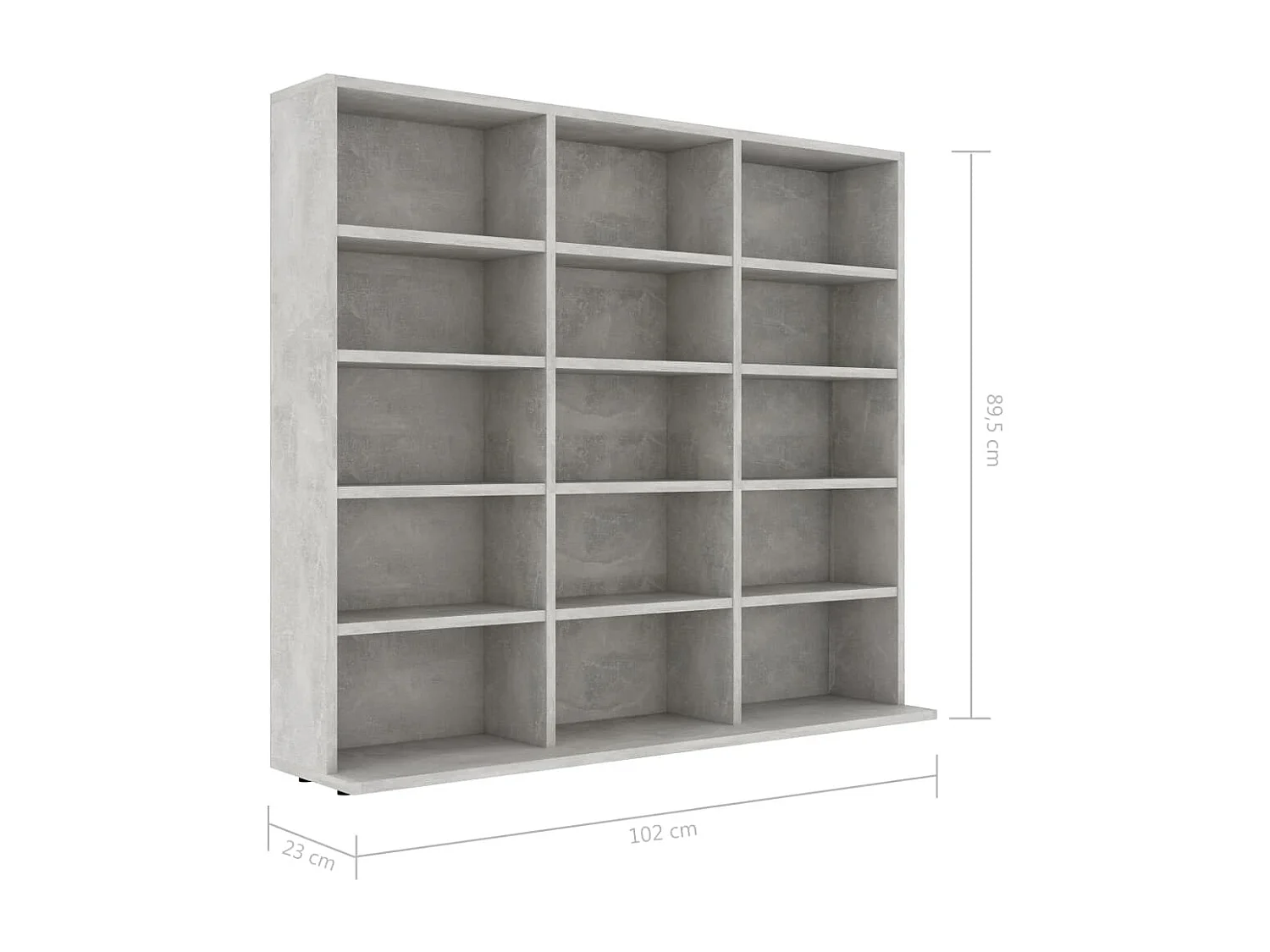 Armário para CD Cinza concreto 102x23x89,5 cm Madeira trabalhada