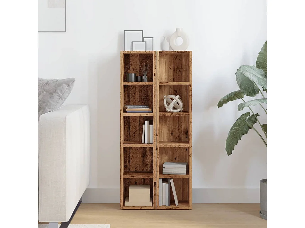 Armoires à CD 2 pcs vieux bois 21x16x93,5 cm bois d'ingénierie