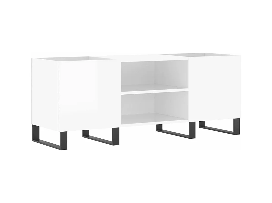 Glanzend witte platenkast 121x38x48 cm samengesteld hout