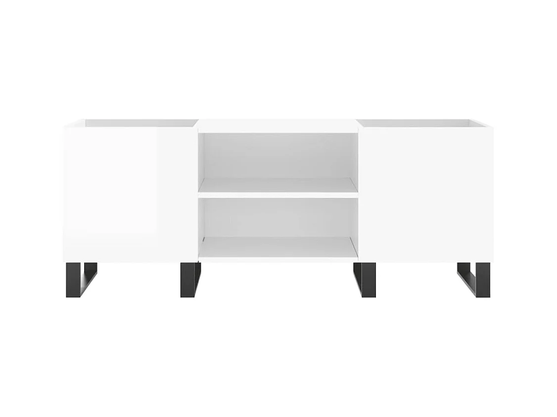 Glanzend witte platenkast 121x38x48 cm samengesteld hout