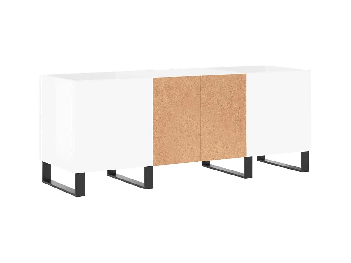 Glanzend witte platenkast 121x38x48 cm samengesteld hout